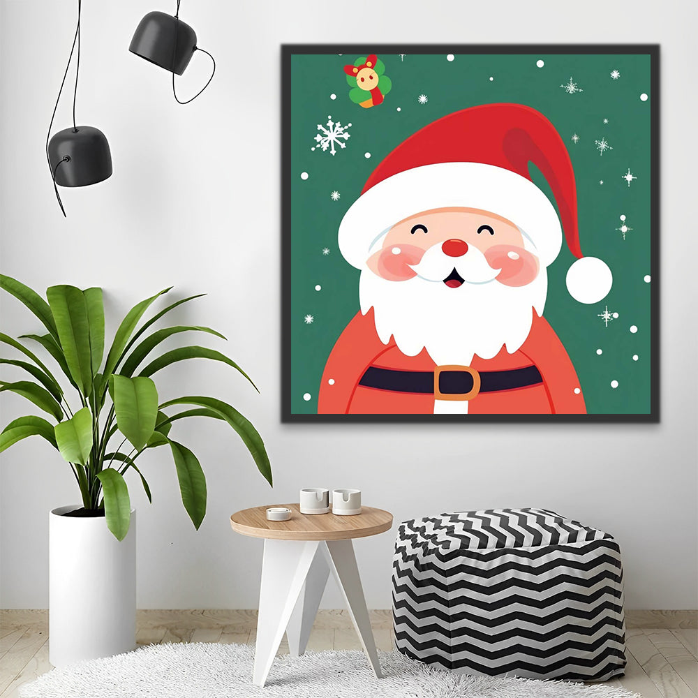 Happy Cartoon Santa in Snow Paint by Numbers for Kids