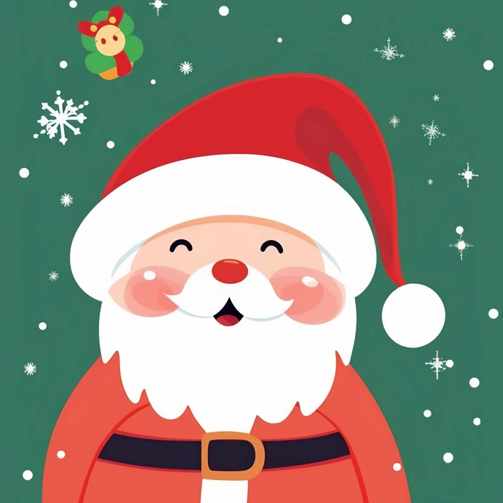 Happy Cartoon Santa in Snow Paint by Numbers for Kids