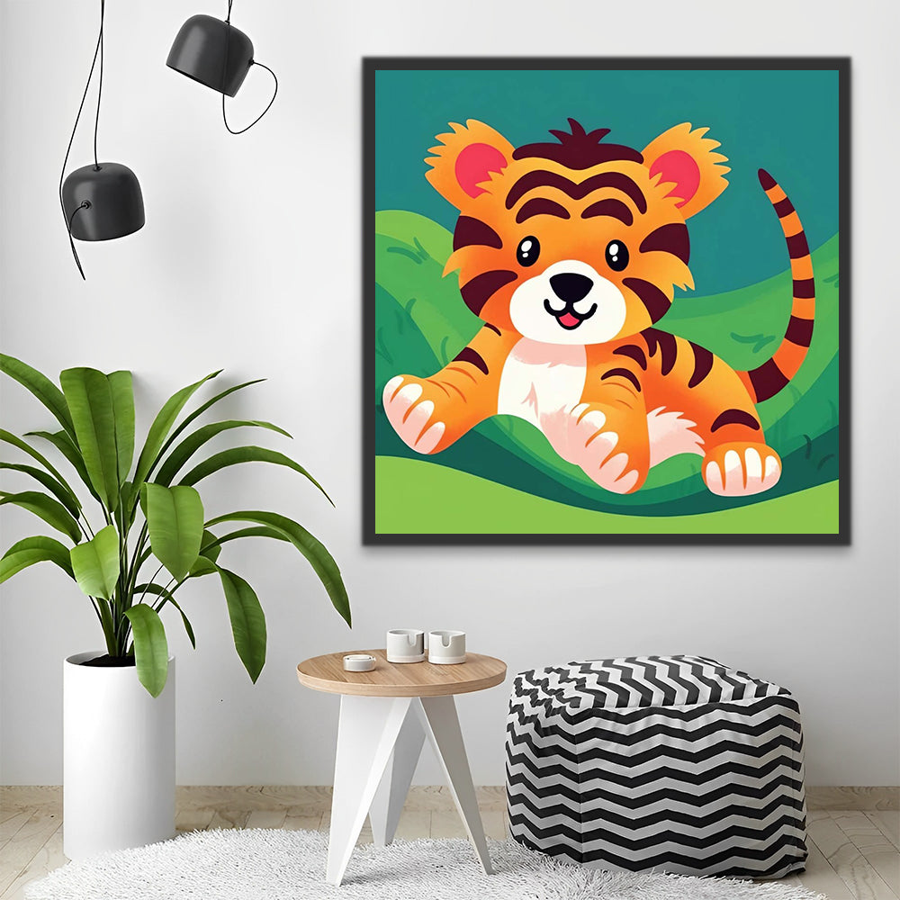 Happy Cartoon Tiger Paint by Numbers for Kids