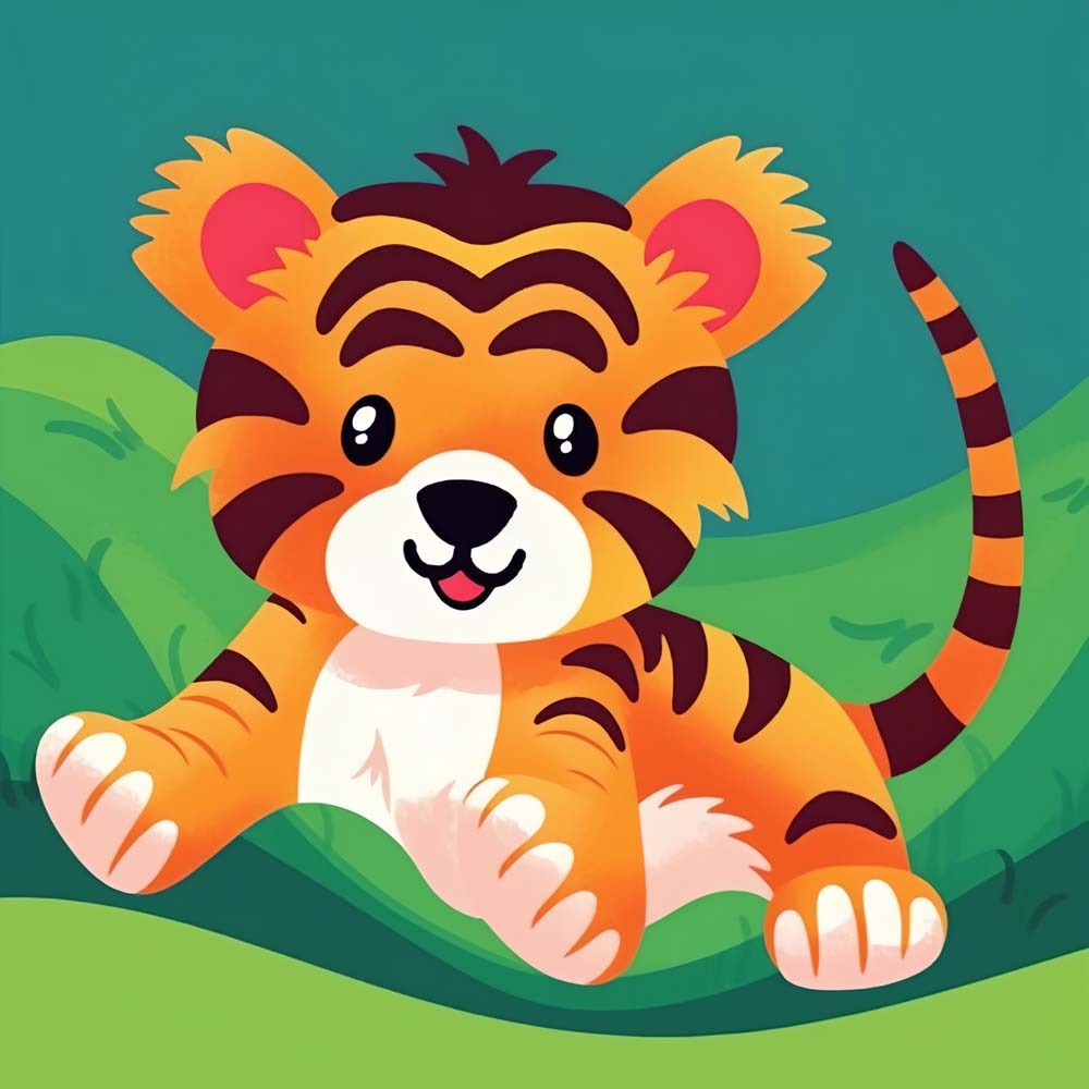 Happy Cartoon Tiger Paint by Numbers for Kids