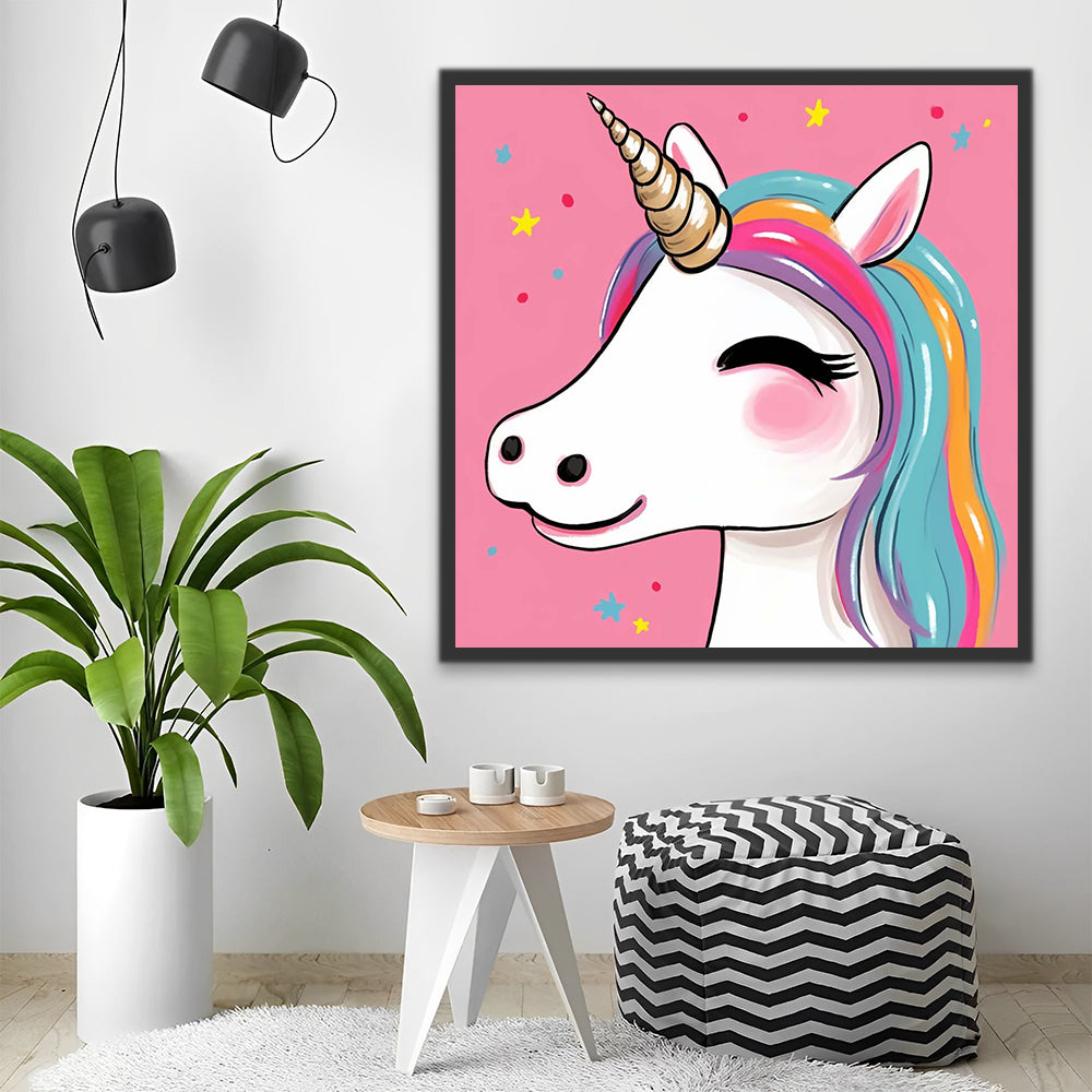 Happy Cartoon Unicorn Paint by Numbers for Kids