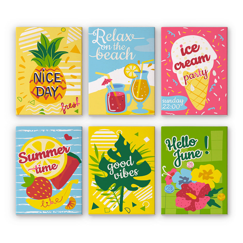 Happy June Holidays 6 Pieces Mini Paint by Numbers