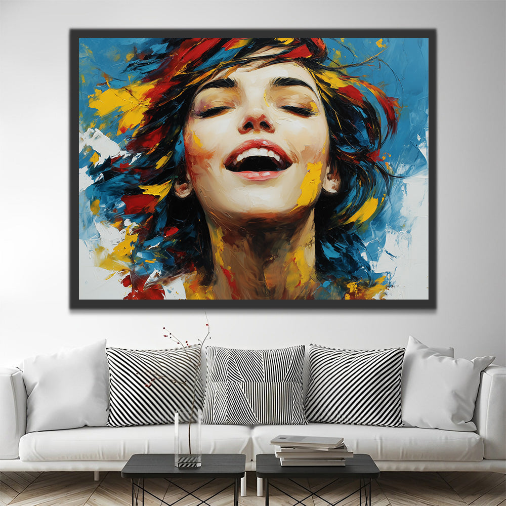 Happy Laughing Woman Paint by Numbers