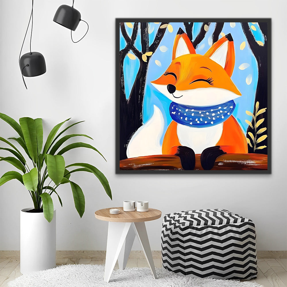 Happy Little Fox in the Woods Paint by Numbers