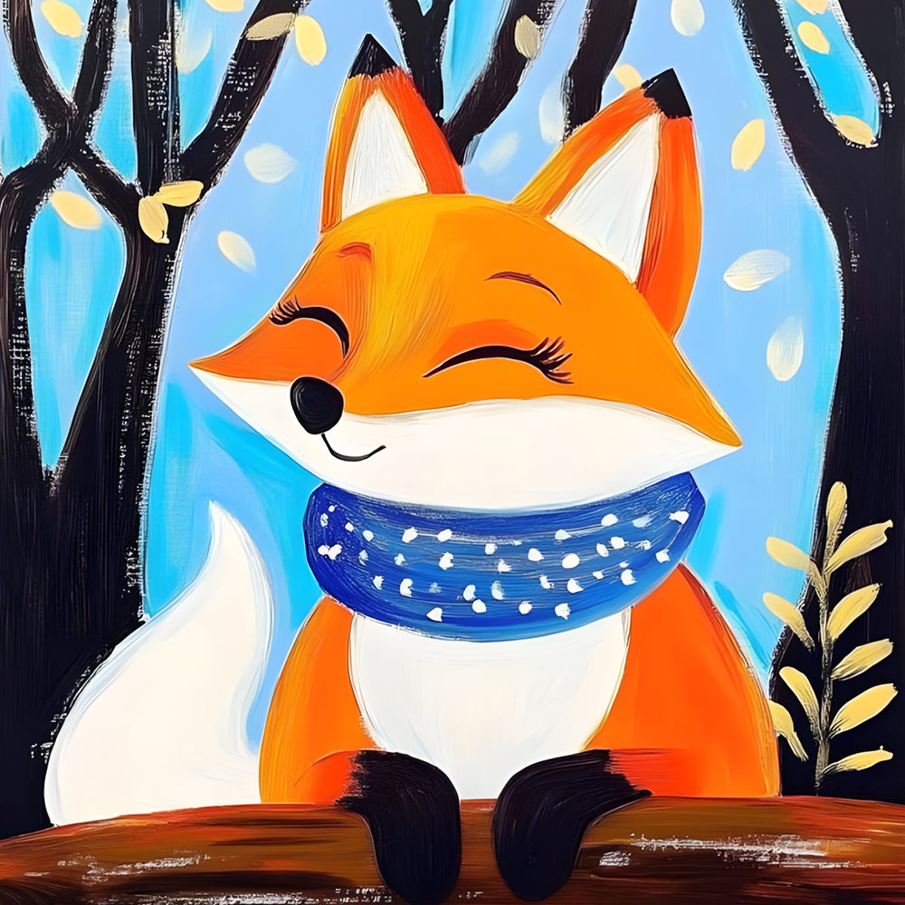 Happy Little Fox in the Woods Paint by Numbers