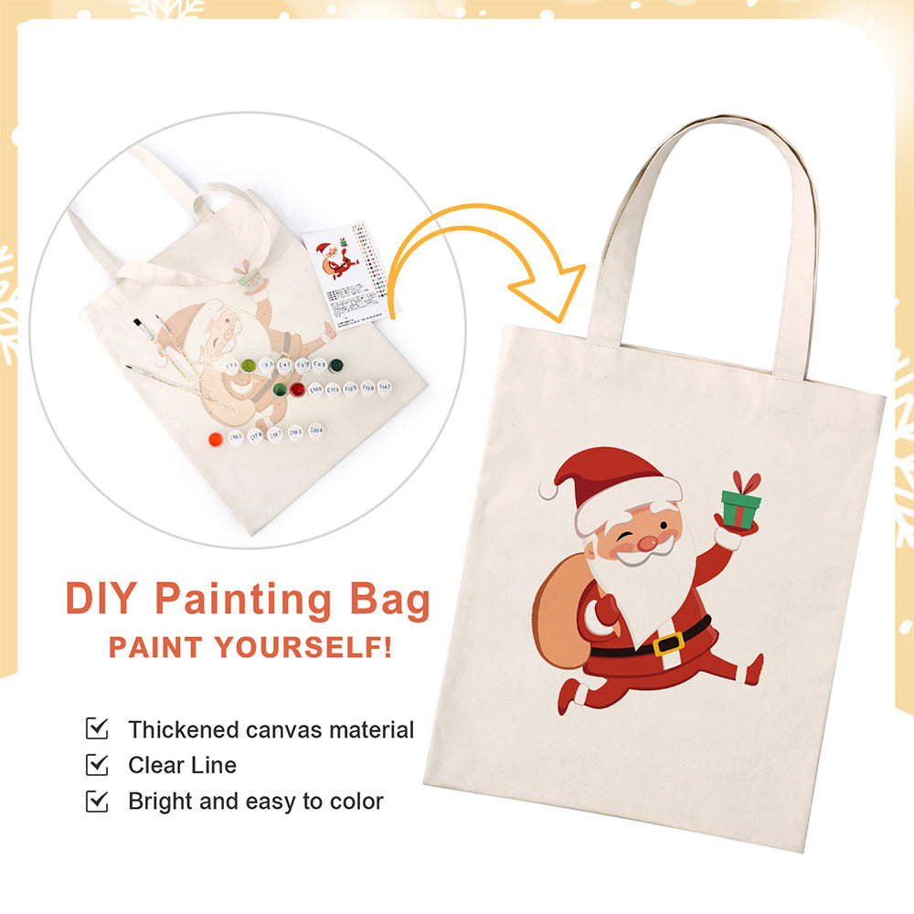 Happy Santa Claus Canvas Tote Bag Paint by Numbers
