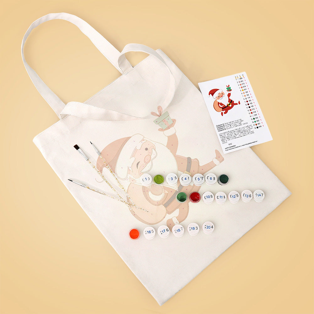 Happy Santa Claus Canvas Tote Bag Paint by Numbers