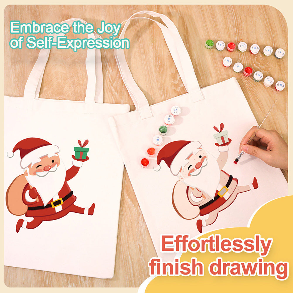 Happy Santa Claus Canvas Tote Bag Paint by Numbers