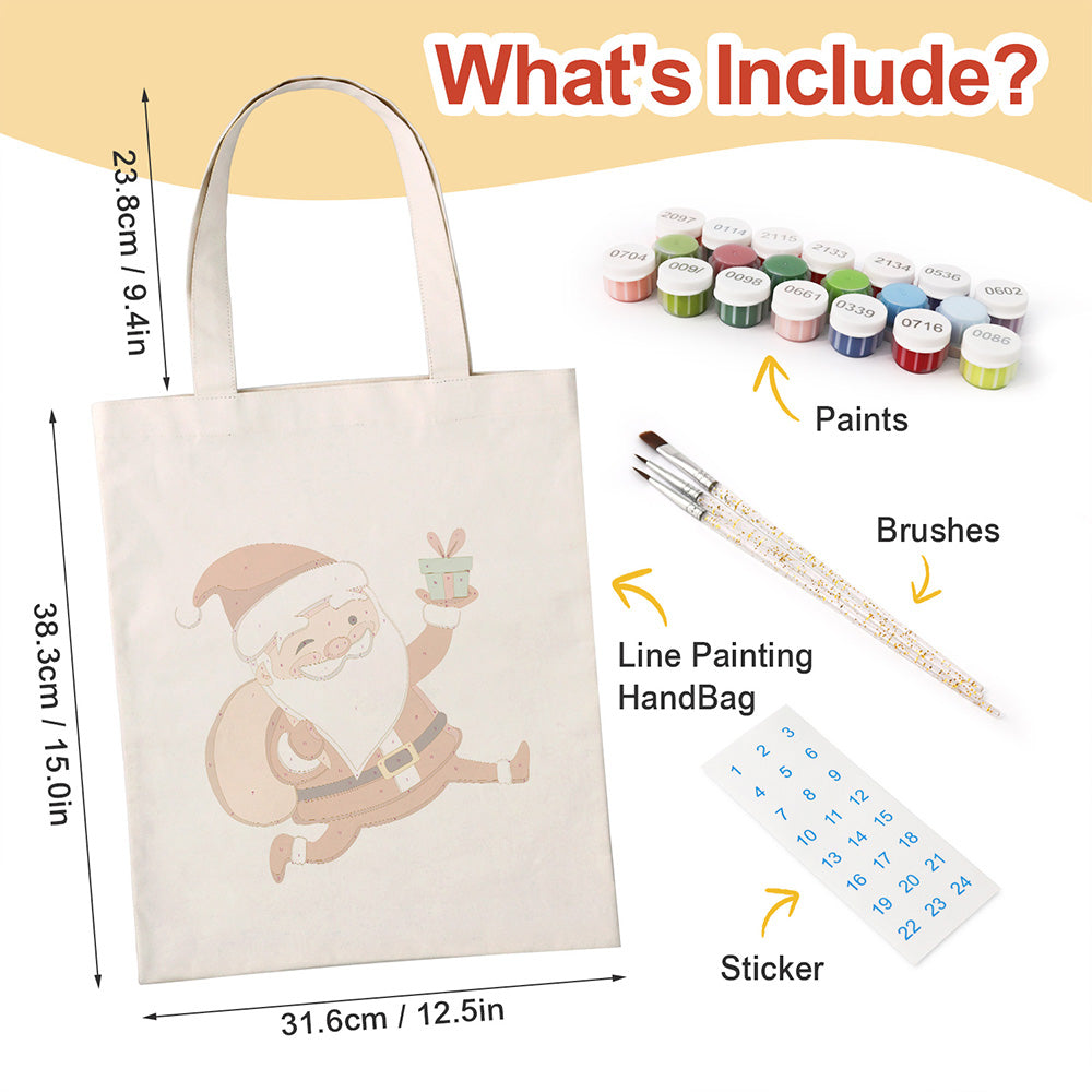 Happy Santa Claus Canvas Tote Bag Paint by Numbers