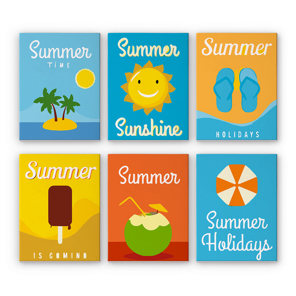 Happy Summer Time 6 Pieces Mini Paint by Numbers