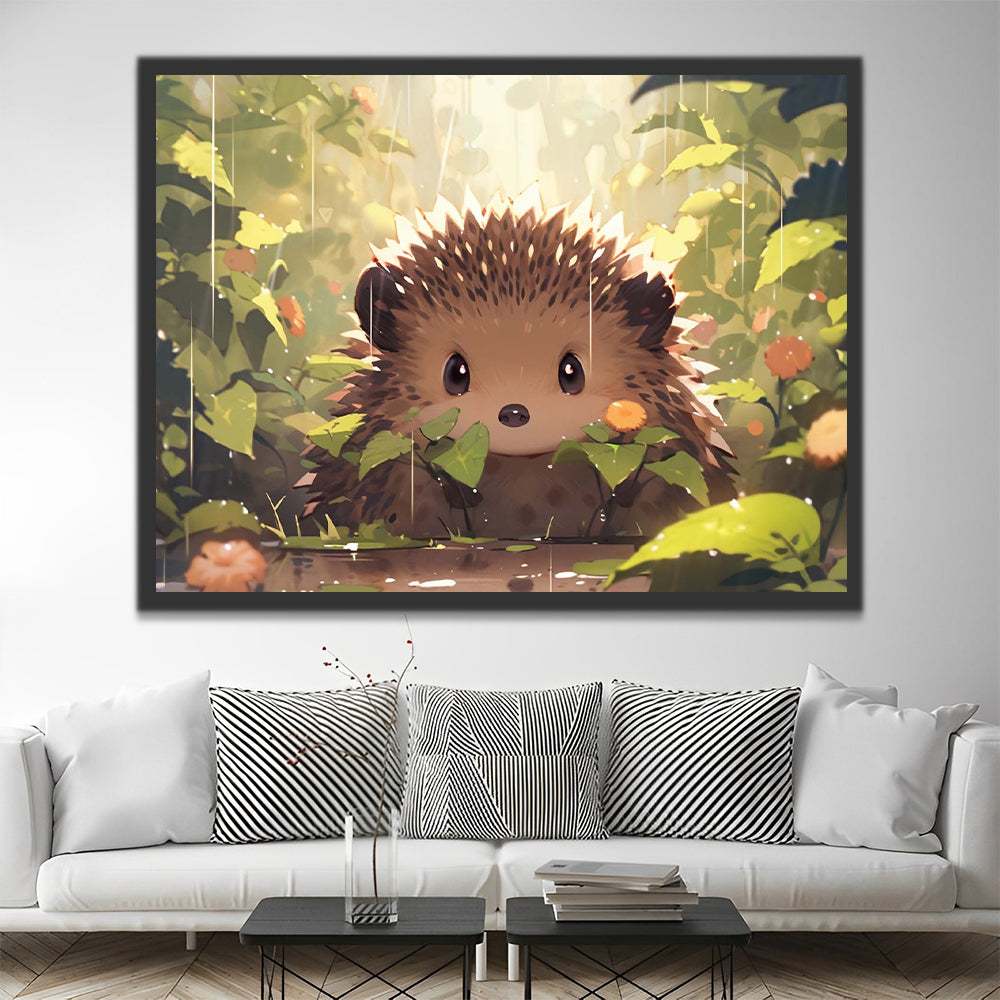 Hedgehog in the Rain Paint by Numbers