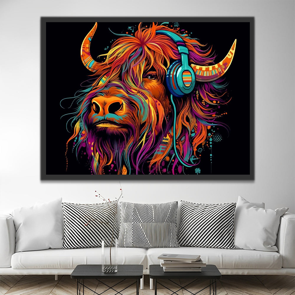 Highland Cow Head Paint by Numbers