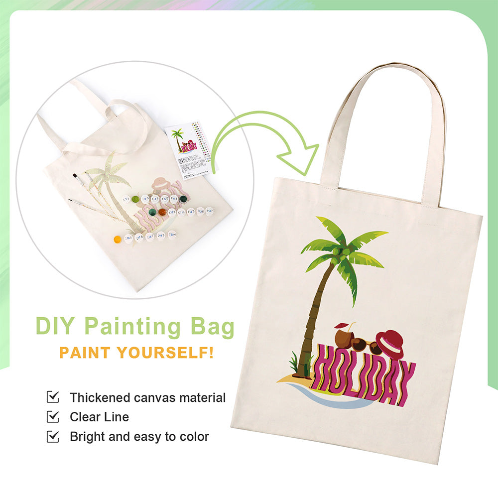 Holiday Canvas Tote Bag Paint by Numbers