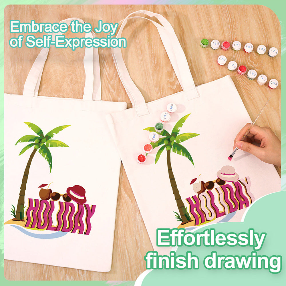 Holiday Canvas Tote Bag Paint by Numbers