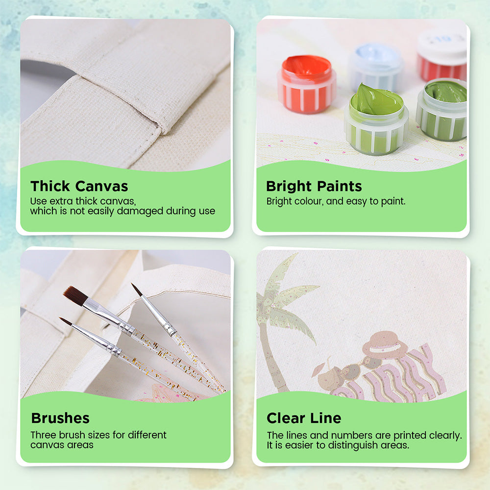 Holiday Canvas Tote Bag Paint by Numbers