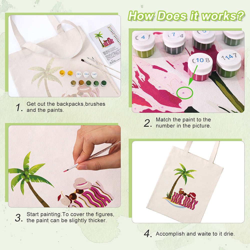 Holiday Canvas Tote Bag Paint by Numbers