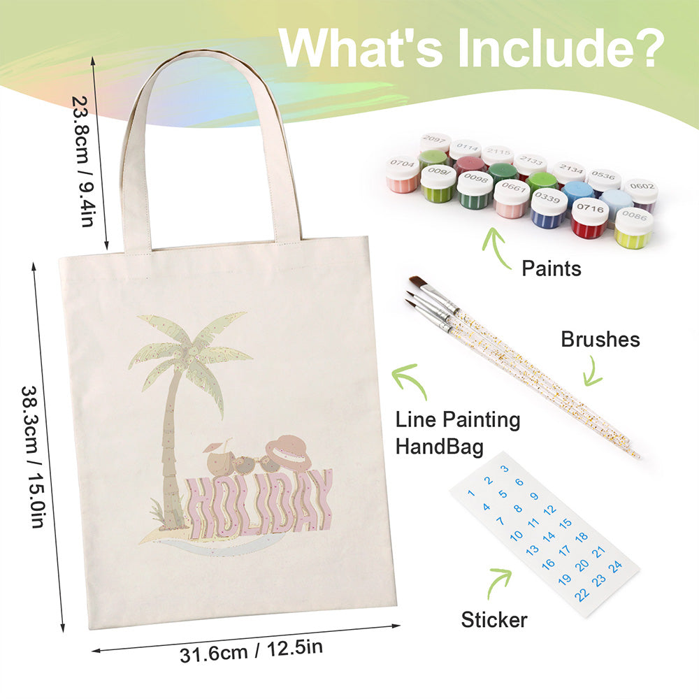 Holiday Canvas Tote Bag Paint by Numbers
