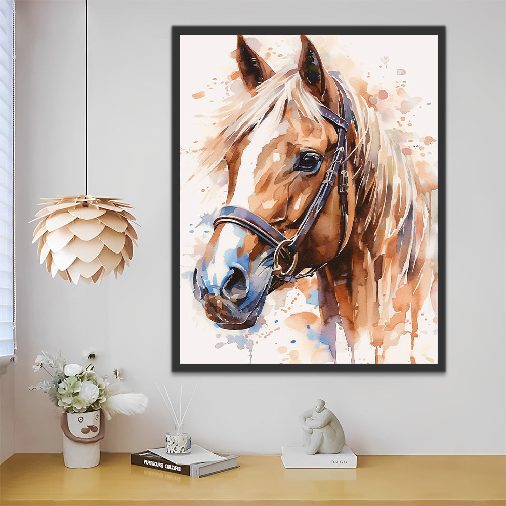 Horse in Watercolor Style Paint by Numbers