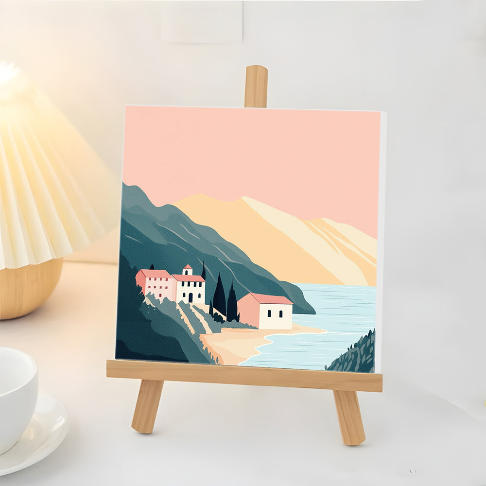 House by the Sea in the Mountains Mini Paint by Numbers