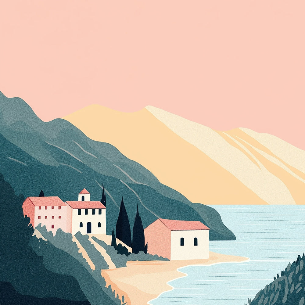 House by the Sea in the Mountains Mini Paint by Numbers