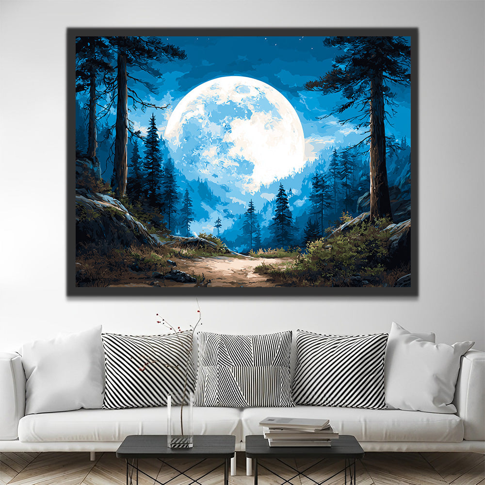 Huge Moon in the Forest Paint by Numbers