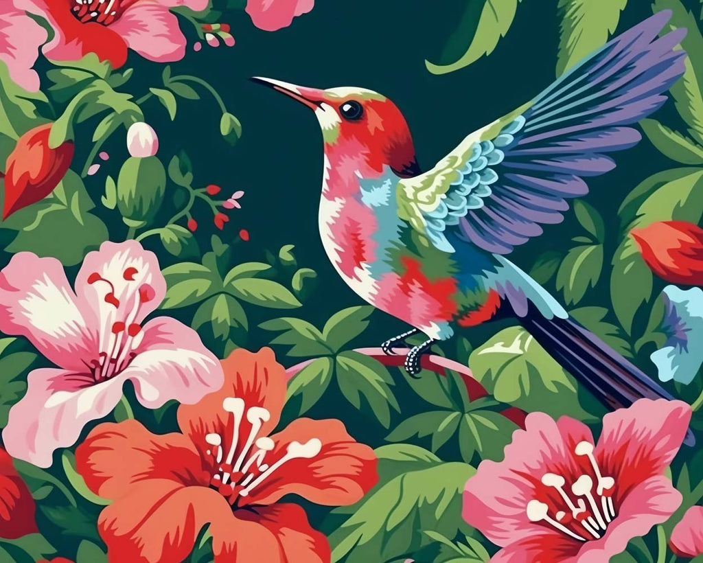 Hummingbird and Flowers Paint by Numbers