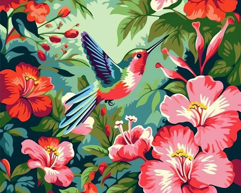 Hummingbird and Flowers Paint by Numbers