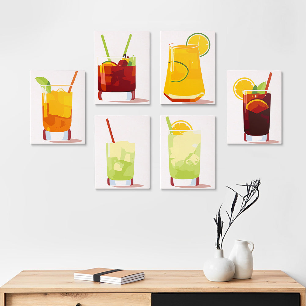 Iced Drinks 6 Pieces Mini Paint by Numbers