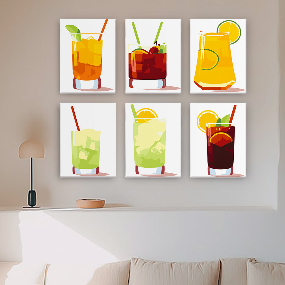Iced Drinks 6 Pieces Mini Paint by Numbers