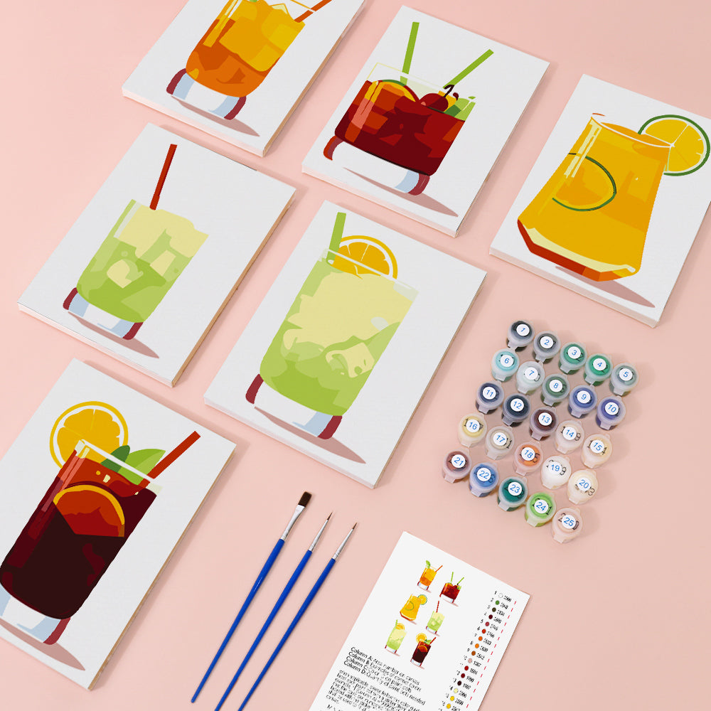 Iced Drinks 6 Pieces Mini Paint by Numbers