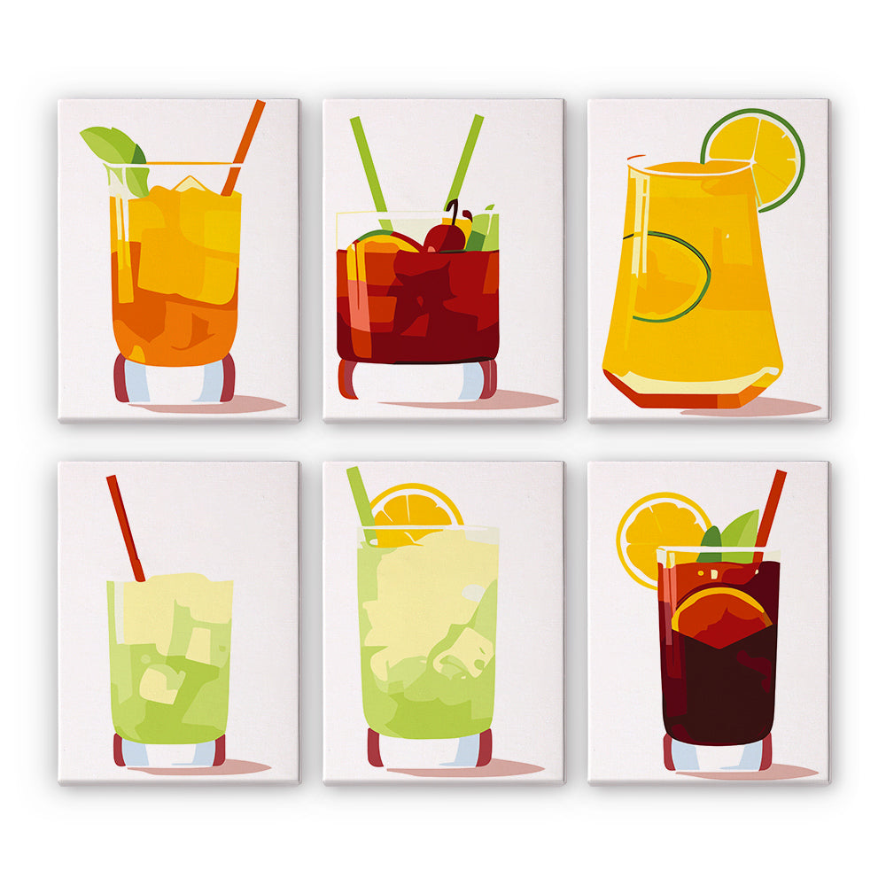 Iced Drinks 6 Pieces Mini Paint by Numbers