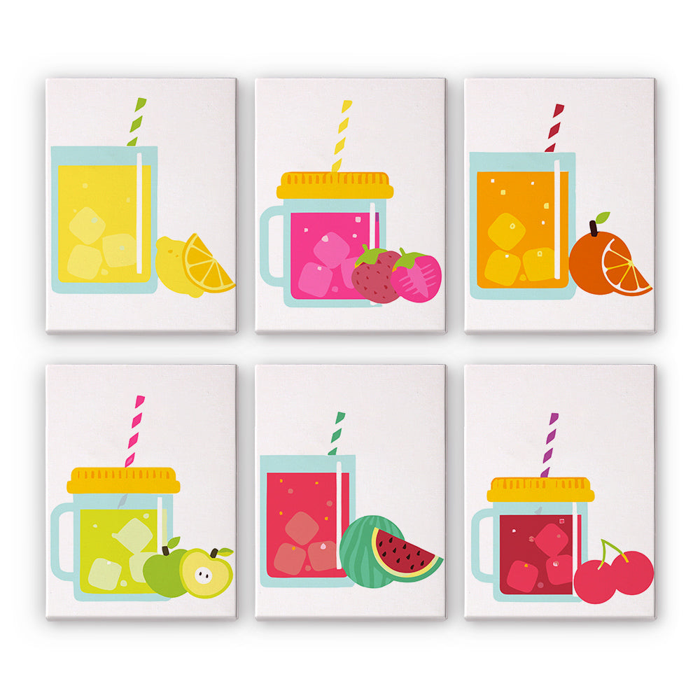 Iced Drinks with Straws 6 Pieces Mini Paint by Numbers