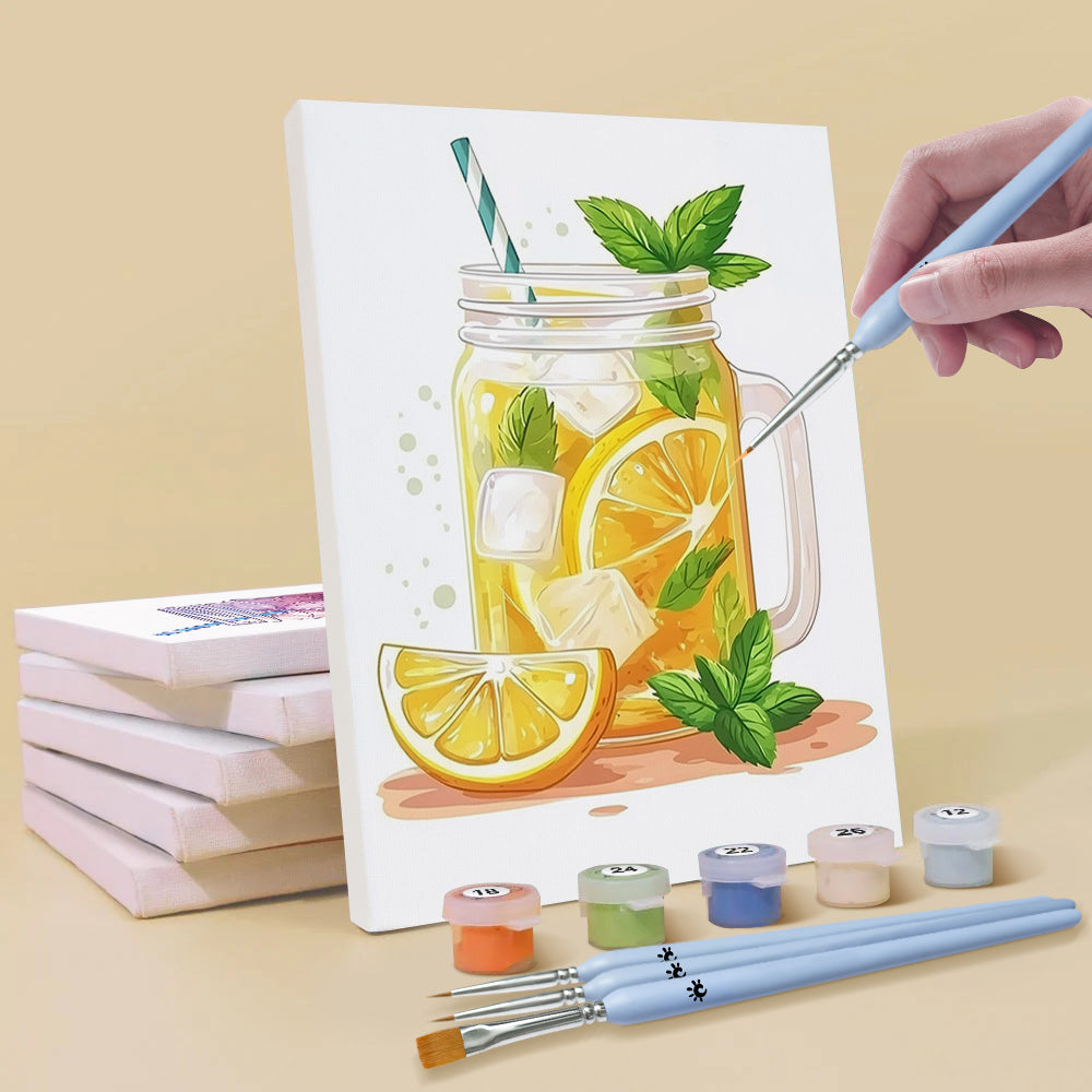Iced Fruit Drinks 6 Pieces Mini Paint by Numbers