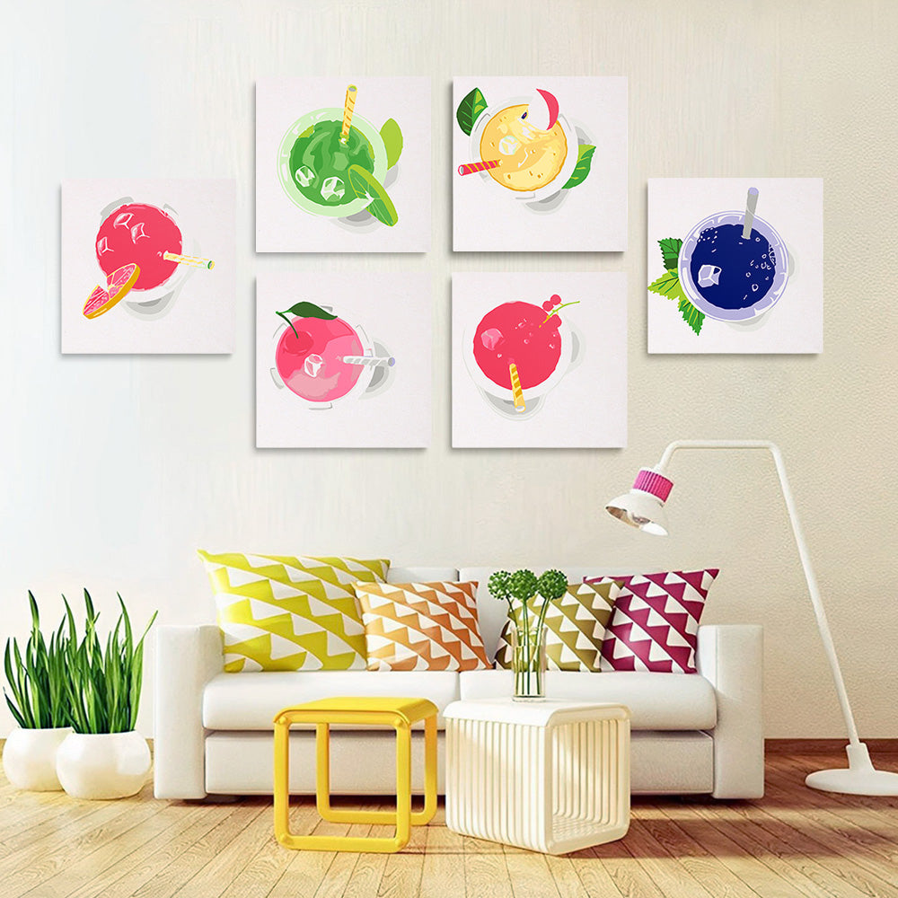 Iced Fruit Juice 6 Pieces Mini Paint by Numbers