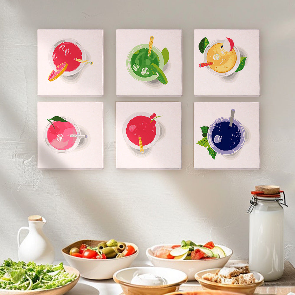 Iced Fruit Juice 6 Pieces Mini Paint by Numbers