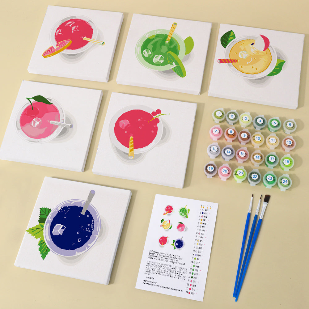 Iced Fruit Juice 6 Pieces Mini Paint by Numbers