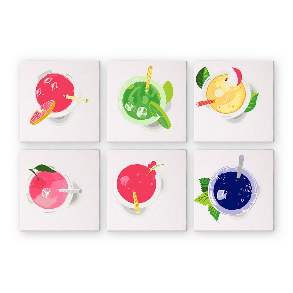 Iced Fruit Juice 6 Pieces Mini Paint by Numbers