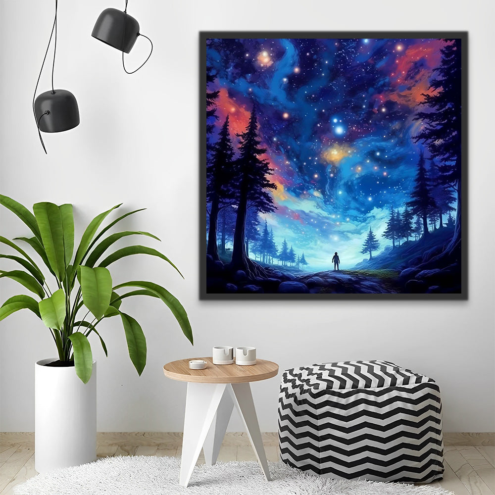 In the Forest Looking up at the Stars Paint by Numbers