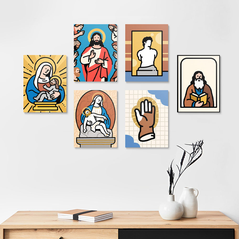 Jesus and the Virgin 6 Pieces Mini Paint by Numbers