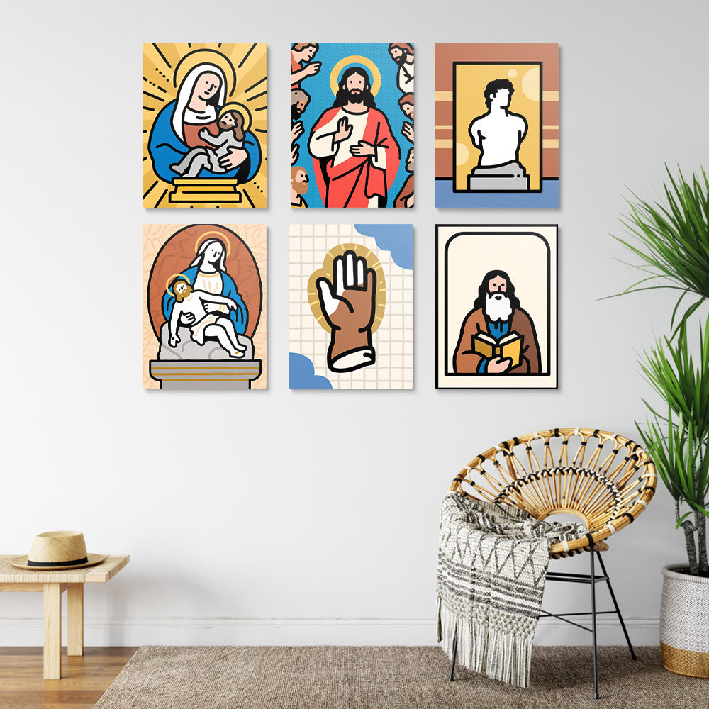 Jesus and the Virgin 6 Pieces Mini Paint by Numbers
