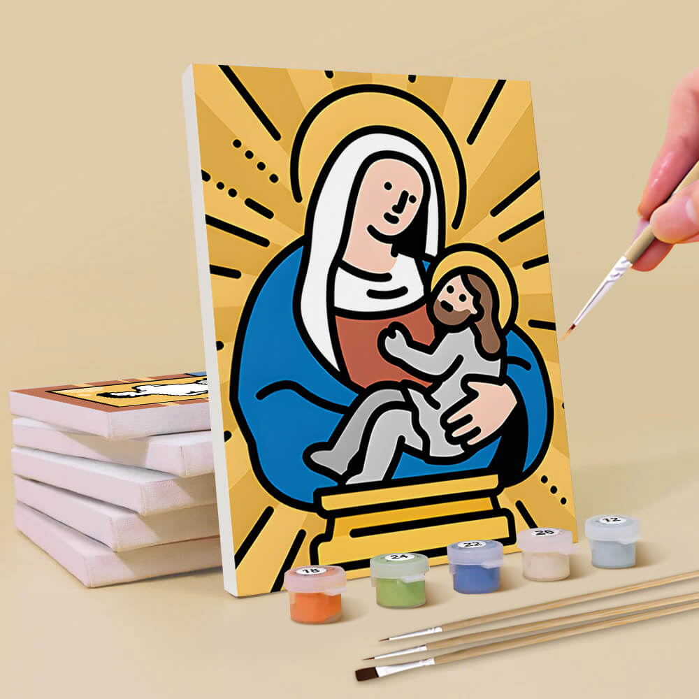 Jesus and the Virgin 6 Pieces Mini Paint by Numbers