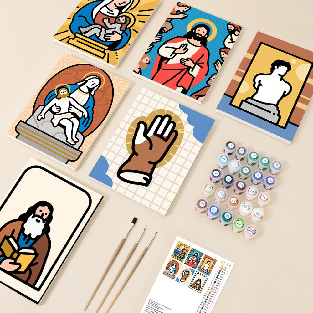 Jesus and the Virgin 6 Pieces Mini Paint by Numbers