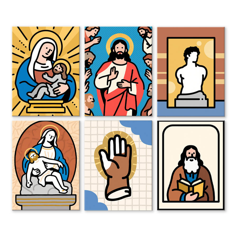 Jesus and the Virgin 6 Pieces Mini Paint by Numbers