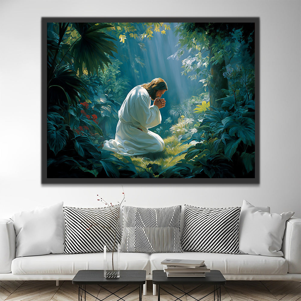 Jesus Praying in the Forest Paint by Numbers