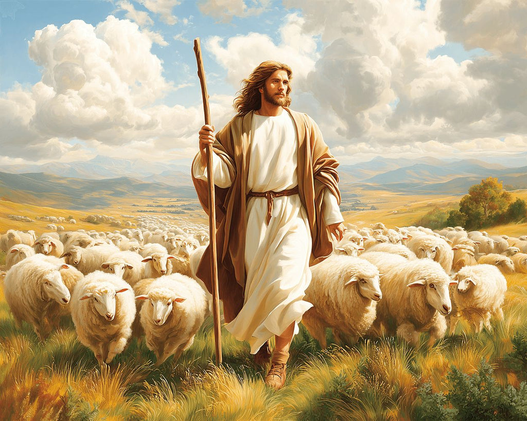 Jesus Shepherds the Sheep Paint by Numbers