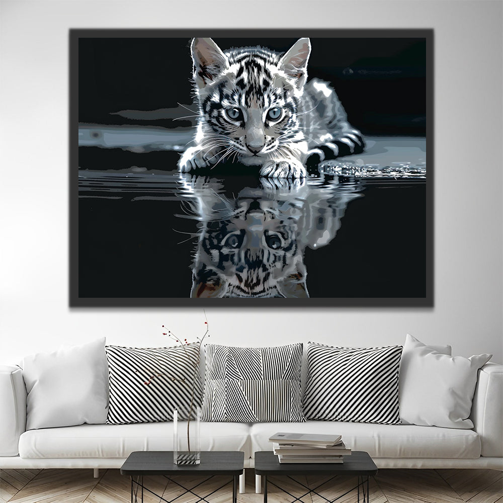 Kitten and Water Reflection Paint by Numbers