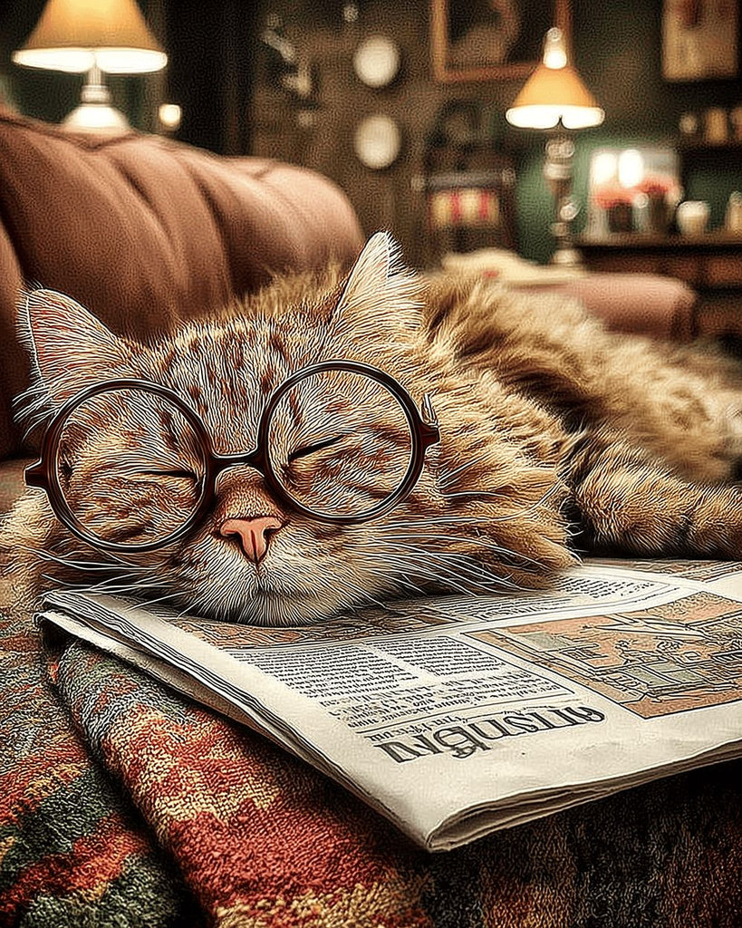 Kitten Sleeping on Newspaper Paint by Numbers
