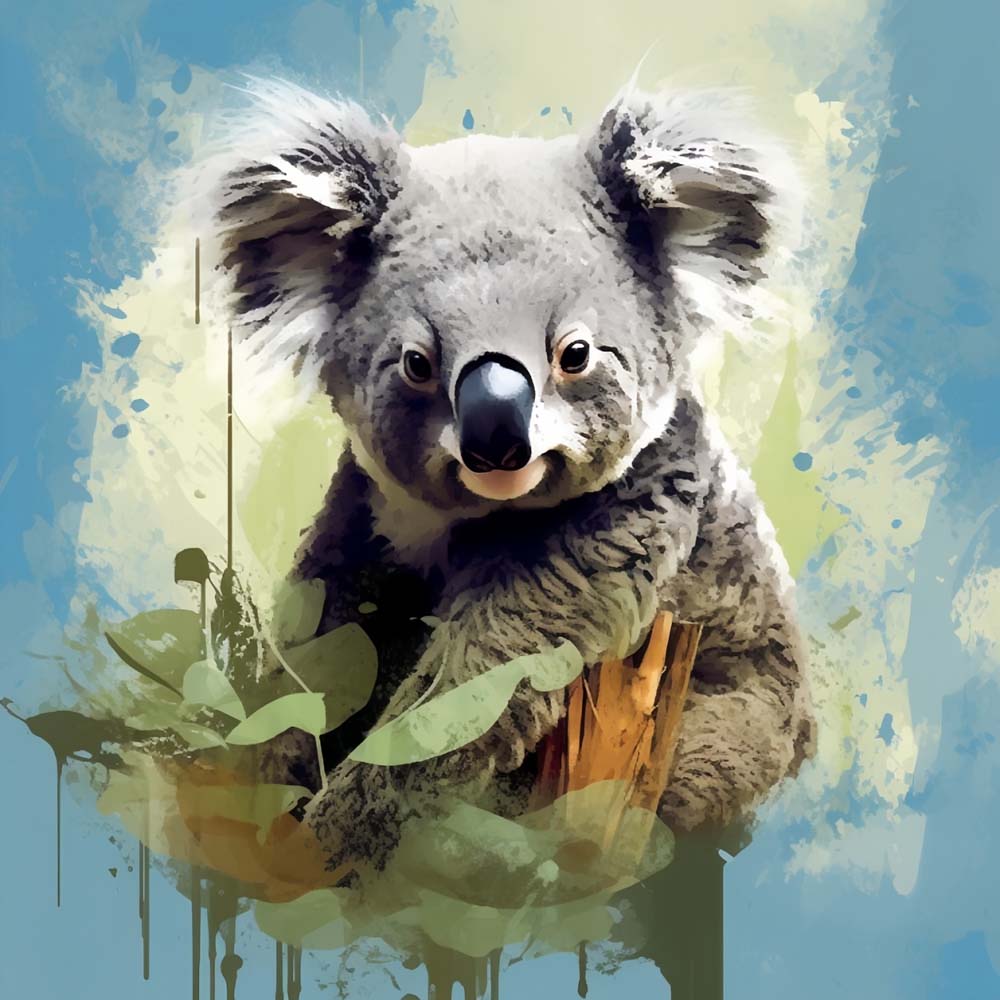 Koala and Leaves Paint by Numbers