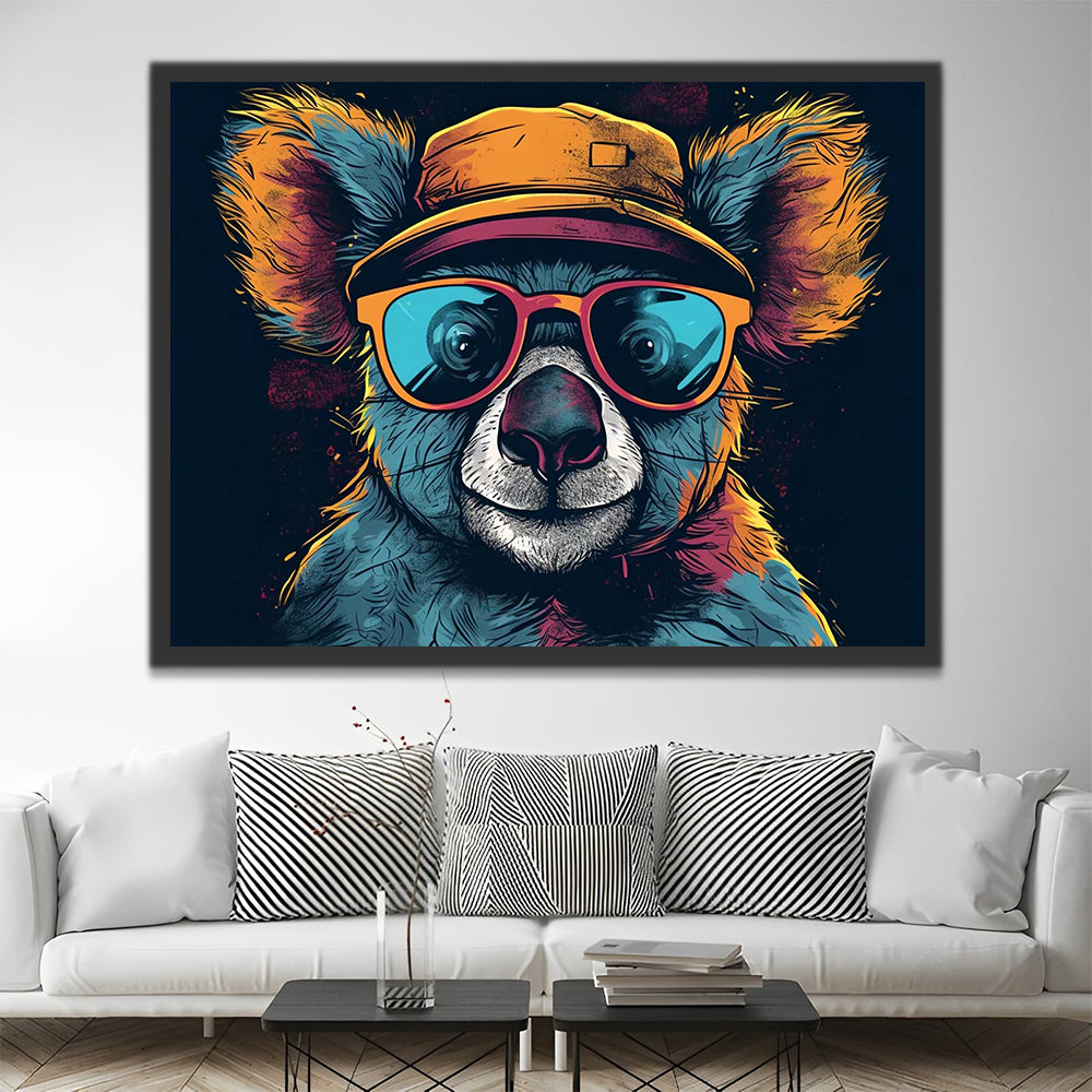 Koala with Hut and Glasses Paint by Numbers