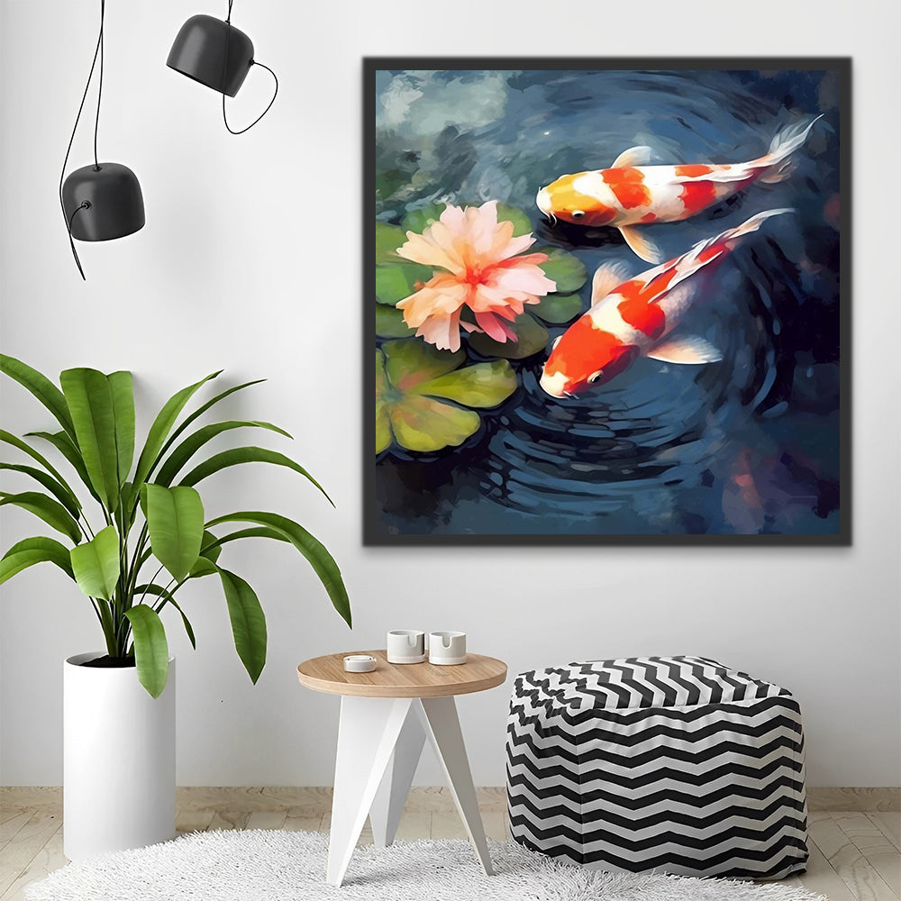 Koi and Lotus Paint by Numbers